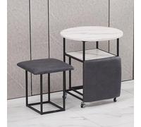 ApuaVireo&Co Table à Manger combinée 5 en 1 avec 4 tabourets, Table d'appoint gigogne Peu encombrante, Tabouret Ottoman empilable, Repose-Pieds, canapé Cube et Table(Dark Gray,White Desktop)