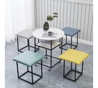 ApuaVireo&Co Table à Manger combinée 5 en 1 avec 4 tabourets, Table d'appoint gigogne Peu encombrante, Tabouret Ottoman empilable, Repose-Pieds, canapé Cube et Table(Colorful,White Desktop)