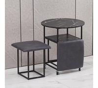 ApuaVireo&Co Table à Manger combinée 5 en 1 avec 4 tabourets, Table d'appoint gigogne Peu encombrante, Tabouret Ottoman empilable, Repose-Pieds, canapé Cube et Table(Dark Gray,Black Desktop)