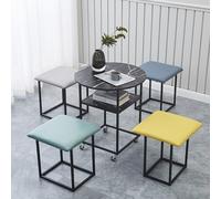 ApuaVireo&Co Table d'appoint gigogne 5 en 1, tabourets empilables, pouf gigogne et table basse, ensemble de 5 pièces, chaise cubique avec roulettes pivotantes, repose-pieds for salon, bureau à domicil