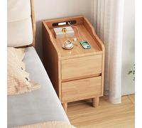 ApuaVireo&Co Table de Nuit en Bois Mi-siècle, Armoire de Rangement Chambre avec 2 Tiroirs, Table d'appoint étroite, Meubles de Table de Chevet Petit Place(Jaune, 30x40x50cm(12x16x20inch))