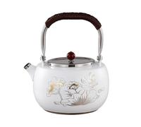 ApuaVireo&Co Théière en acier inoxydable 1200 ml avec infuseur amovible, style rétro for infusions et tisanes(White)