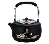 ApuaVireo&Co Théière en acier inoxydable 1200 ml avec infuseur amovible, style rétro for infusions et tisanes(Black)
