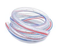 ApuaVireo&Co Tuyau en PVC, fil d'acier, 1 m, tube de pompe transparent, épaisseur de paroi 2,5 mm, avec 2 colliers de serrage, utilisé comme tuyau de drainage(ID 16mm)