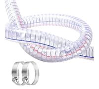 ApuaVireo&Co Tuyau en PVC transparent, fil d'acier, 1 m, pompe, tube durable, épaisseur de paroi 3 mm, avec 2 colliers de serrage(ID 50mm)