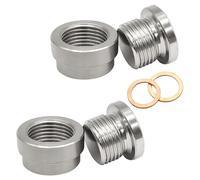 Aputoxz 2 jeux de bouchons et de supports de sonde lambda M18 x 1,5 for échappement, filetage à souder, raccords étagés avec rondelles