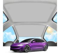 Aputoxz 2025 Mise à niveau Tesla Model 3 Pare-soleil pour toit [Sans affaissement, Maille nano cristal de glace] Pare-soleil en verre résistant à la chaleur sur mesure, Accessoires pour intérieur gris