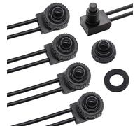 Aputoxz Lot de 5 interrupteurs à bouton-poussoir étanches, interrupteur à bascule SPST marche/arrêt 12 V ventilateur de salle de bain avec fils de 11,4 cm (KP-107) (Noir)