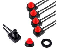 Aputoxz Lot de 5 interrupteurs à bouton-poussoir étanches, interrupteur à bascule SPST marche/arrêt 12 V ventilateur de salle de bain avec fils de 11,4 cm (KP-107) (rouge)