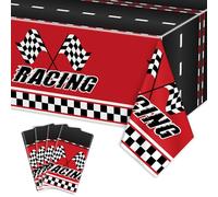 APUXXJUPA 4 Pcs Racing Car Table nappes - Nappes rectangulaires à Carreaux pour Race Car Party Supplies Boys Baby Shower, 130 x 220 cm