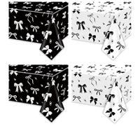 APUXXJUPA 4 Pièces Napperons Noirs Papillon, 130 x 218 cm Décorations de Naissance Blanches et Noires Papillon pour Décorations de Fête d'Anniversaire Coquette Fournitures de Fête Prénatale
