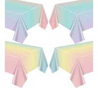 APUXXJUPA Lot de 4 nappes festives arc-en-ciel, imperméables, résistantes à l'huile, pour anniversaire, Pâques, mariage, 130 x 220 cm