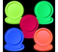 APUXXJUPA Lot de 80 assiettes de fête fluorescentes colorées - Lumière dans l'obscurité Fournitures Plaques de papier d'anniversaire en néon pour Let's Glow Party Décorations Halloween, 23 x 23 cm