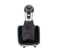 APVMFMKLTG Pommeau de Levier de Vitesse 5/6 Vitesses avec Soufflet en Cuir for VW Golf 7 A7 MK7 GTI GTD 2013 2014 2015 2016 2017 2018(6 Speed Red Line)