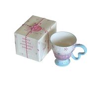 APVPOPOKGM Tasse en céramique mignonne peinte à la main en relief, tasse à café, lait, flocons d'avoine, tasse à eau matcha avec boîte cadeau Mug(Blue)
