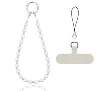 APXEL Dragonne de Téléphone, Perle Chaîne Téléphone Portable Charme De Téléphone, Anti-Perte Longe de Téléphone, Bracelet Telephone (Argent)