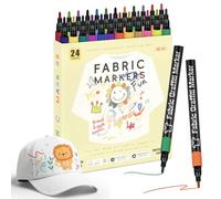 APXEL Marqueurs Textile et Tissu, 24 Couleurs Marqueur Feutre Textile, Marqueur Indelebile à Pointe Fine, Non-Toxique pour T Shirt, Sac Tissu et Autres Tissus - Pour Enfant et Adulte
