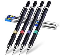 APXEL Porte-Mine 0.3/0.5/0.7/0.9mm, 4 Pièces Crayon Mécanique, Rétractable Porte-Mine avec 4 Boîtes Recharge de Stylo et Anti-slip Grip Ergonomique pour Dessin Esquisse Architecture Écriture