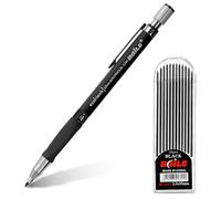 APXEL Porte-Mine 2 mm, 1 Pièce Crayon Mécanique, Rétractable Porte-Mine avec 1 Boîtes Recharge de Stylo et Anti-slip Grip Ergonomique pour Dessin Esquisse Architecture Écriture (Noir)