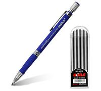 APXEL Porte-Mine 2 mm, 1 Pièce Crayon Mécanique, Rétractable Porte-Mine avec 1 Boîtes Recharge de Stylo et Anti-slip Grip Ergonomique pour Dessin Esquisse Architecture Écriture (Bleu)
