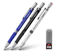 APXEL Porte-Mine 2 mm, 3 Pièces Crayon Mécanique, Rétractable Porte-Mine avec 1 Boîtes Recharge de Stylo et Anti-slip Grip Ergonomique pour Dessin Esquisse Architecture Écriture (3 Couleurs)