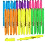 APXEL Surligneurs Pastel, 30 Pièces Surligneurs de Couleurs Assorties, Surligneur à Pointe Biseautée pour la Maison, L'École, le Bureau (Coloré)