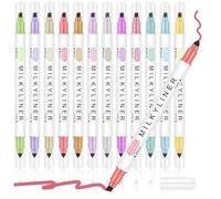 APXEL Surligneurs Pastel, Couleurs da 12 Surligneurs de Couleurs Assorties, Surligneur à Pointe Biseautée avec des Pointe Biseautée Fines et Larges Pour Tracé Fin ou Large (Couleurs Vintage)