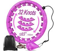APzek Cerceau d’exercice lesté avec 32 nœuds détachables, taille plus, cerceau intelligent sans chute pour adultes et débutants, 2 en 1, massage fitness abdominal avec balle auto-rotative - Violet
