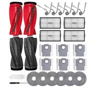 APZOVO Accessoires de Rechange pour Roborock Saros 10R/Saros 20/Qrevo CurvX/Curv 2 Pro/Curv 2 ProX, 2 Brosse Principale, 6 Sacs à Poussière, 4 Hepa Filtre, 6 Serpillière, 6 Brosse Latérale