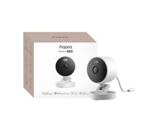 Aqara Caméra Intérieure/Extérieure G100, HomeKit Secure Video,Wi-FI 6 | 2K, Vision Nocturne Couleur avec Projecteur, Détection IA, Audio Bidirectionnel, IP65, Compatible Alexa, Google Home, Blanche