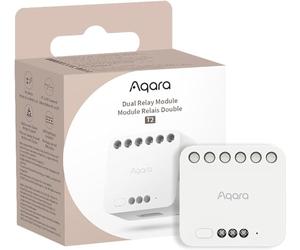 Aqara Double module relais T2 avec matière, nécessite un concentrateur Aqara Zigbee 3.0, mode contact sec pour portes de garage et chaudières, interrupteur de store à rouleau et interrupteur