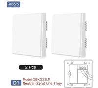 Aqara-Joli Mural Intelligent D1 Zigequation Sans Fil,Clé,Lumière,Télécommande,Fil de enquêter avec/Sans Melon,Fonctionne avec Mi Home HomeKit - Type WithNeutral1key 2Pcs