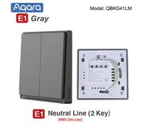 Aqara-Joli mural intelligent sans fil,clé Zigbee 3.0,fil de feu avec ou sans melon,pour Xiaomi Home - Type Neutral 2key Gray