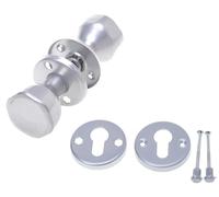 Aqbau® Bouton de porte rotatif avec rosace PZ | Poignée de porte | Set complet de boutons de porte avec boulons et vis (argent)