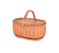 Aqbau Grand panier en osier avec anse 47 x 35 x 33 cm, tressé pour provisions, pique-nique, champignons, modèle naturel, corbeille rustique