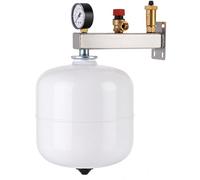 Aqbau® Kit vase d'expansion à membrane de 5 litres avec groupe de sécurité en acier inoxydable pour eau potable Réservoir d'équilibrage de pression Réservoir d'équilibrage Blanc Réservoir sous