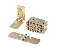 Aqbau® Lot de 10 Charniere 30 x 100mm Charnière Coffre, charnière plate, Charnières de placard, charnières universelles rectangulaires, Zinc Galvanisé Jaune