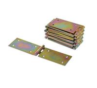 Aqbau® Lot de 10 Charniere 50 x 200mm Charnière Coffre, charnière plate, Charnières de placard, charnières universelles rectangulaires, Zinc Galvanisé Jaune