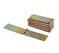 Aqbau® Lot de 10 Charniere Caisse 50 x 250mm Charnière Coffre, charnière plate, Charnières de placard, charnières universelles rectangulaires, Zinc Galvanisé Jaune