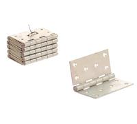 Aqbau® Lot de 10 charnières de porte pliables - 100 x 100 mm - Charnières roulées - Charge lourde - Charnières de meuble - Charnières de porte - Charnières d'armoire - Argenté