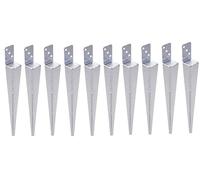 Aqbau® Lot de 10 douilles de sol à enfoncer en L - Galvanisées à chaud - Pour poteaux en bois - 60 x 600 mm