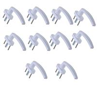 Aqbau® Lot de 10 poignées de fenêtre en PVC blanc sur rosace ovale - 28 x 63 mm - Poignées de fenêtre pour fenêtres, portes de balcon et portes de terrasse - Poignée ergonomique