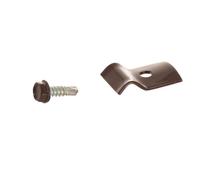 Aqbau® Lot de 15 kits de fixation pour clôture à double fil avec vis autotaraudeuses, pince de fixation, support de fil de tension ou de tapis de clôture (marron RAL 8017)
