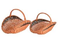 Aqbau® Lot de 2 paniers en osier pour bois de chauffage - Paniers à bûches naturels faits main, avec poignée - Range-bûches déco pour cheminée 58x35cm, 62x42cm