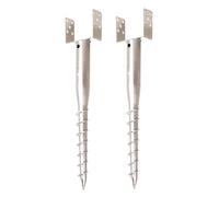 Aqbau® Lot de 2 Supports de Poteau en U de 140 mm à Visser, Douille de Sol à Visser, Ancrage au Sol, Piquet de Terre, Support Métallique Galvanisé