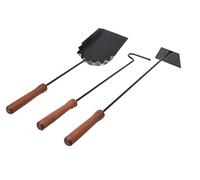 Aqbau Lot de 3 ustensiles de cheminée noirs - Accessoires de cheminée - Outils de cheminée - Avec tisonnier - Grattoir à cendres, pelle à charbon - Couverts de four modernes en acier galvanisé et