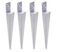 Aqbau® Lot de 4 douilles à enfoncer pour poteaux en bois - Douilles en forme de L - 60 x 600 mm
