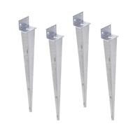 Aqbau Lot de 4 Support Poteau Bois - Support de Poteau à Enfoncer Universel en L - Fixation robuste pour Poteaux Bois et Jardin - Douille à Frapper Galvanisée à Chaud 40x500mm
