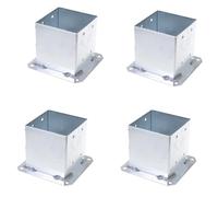 Aqbau Lot de 4 supports de poteau 140 x 140 mm, galvanisés à chaud | Platines d’ancrage robustes à visser pour fixation du bois sur béton, clôture, pergola, terrasse et abri de voiture