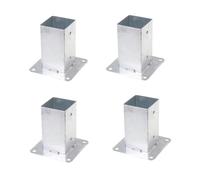 Aqbau Lot de 4 supports de poteau 80 x 80 mm à visser, galvanisés à chaud | Platines d’ancrage robustes pour fixation du bois sur béton, clôture, pergola, terrasse et abri de voiture